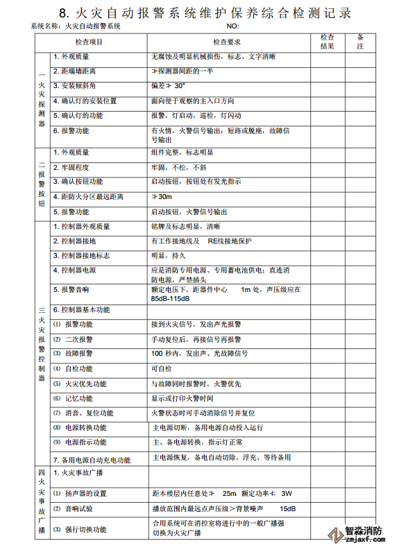 消防器材维保报告表格08