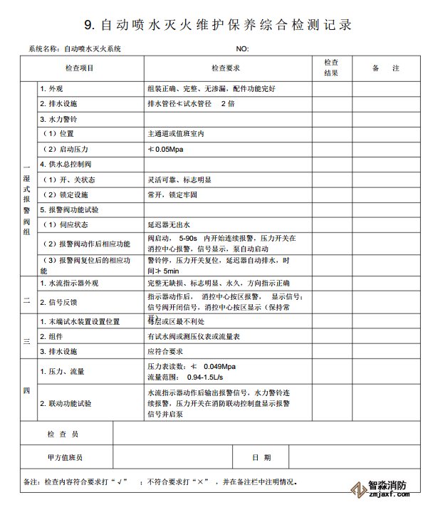 消防器材维保报告表格09