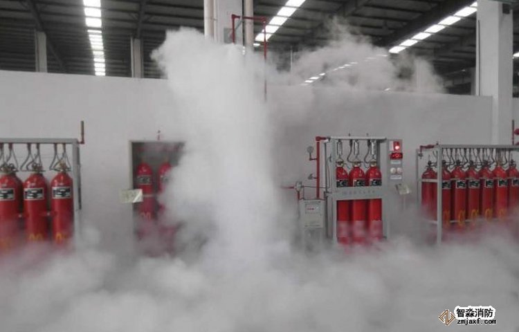  七氟丙烷灭火设备试喷现场图
